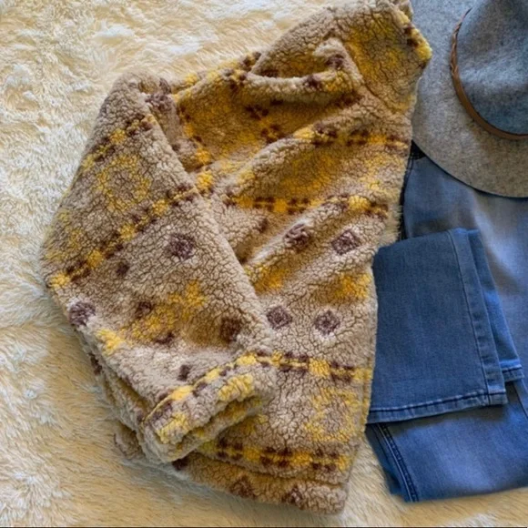 New Cozy Fleece Aztec Print Zip Up Jacket Coat Sweater Top Teddy Sherpa Warm - Picture 5 of 7